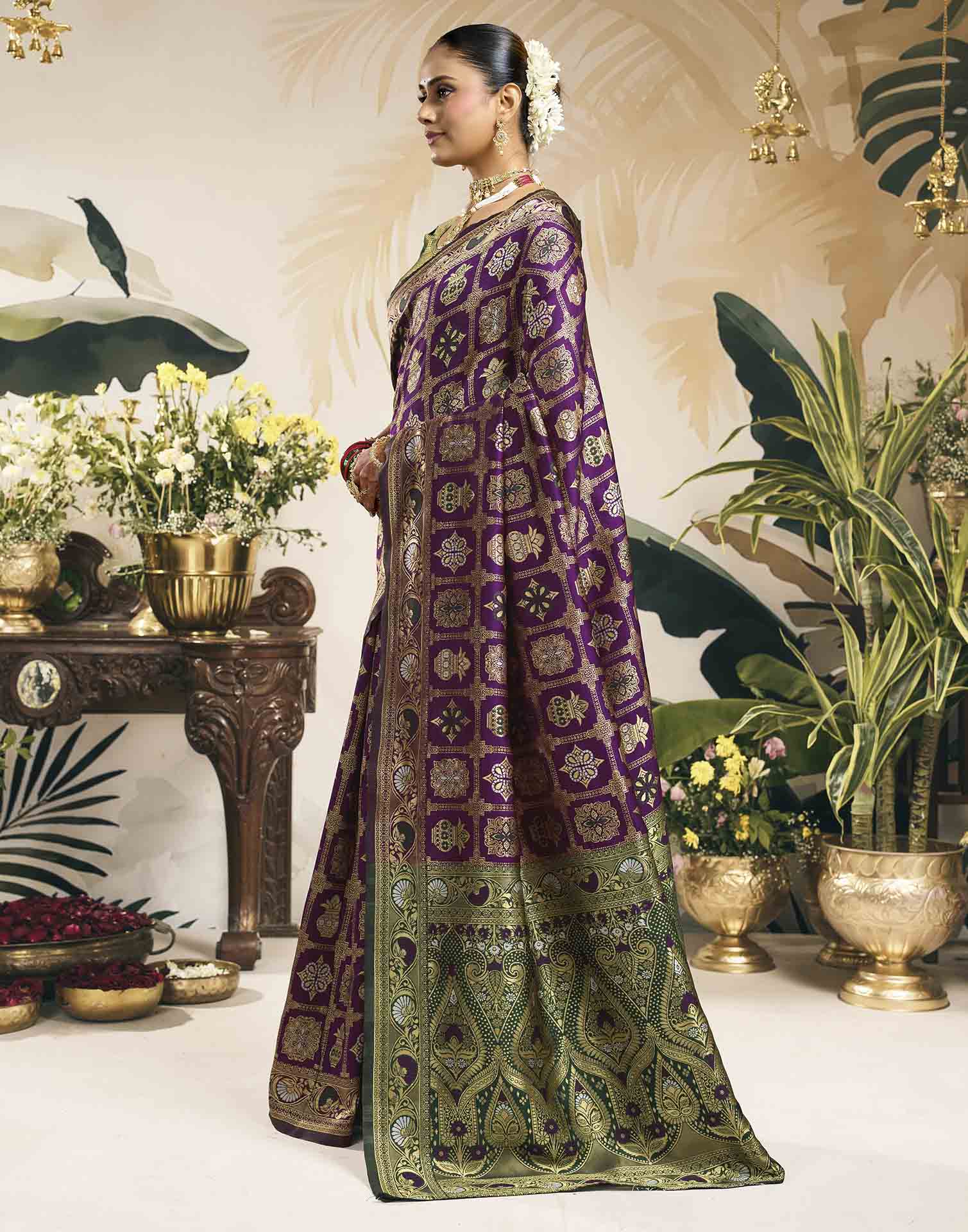 Purple Silk Woven Patola Saree
