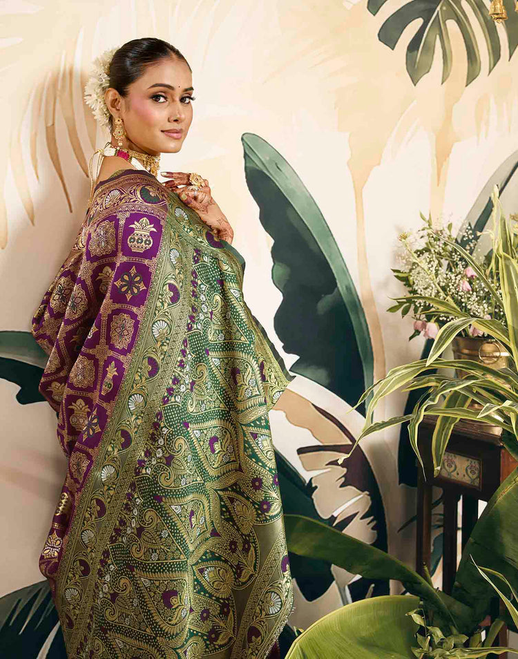 Purple Silk Woven Patola Saree