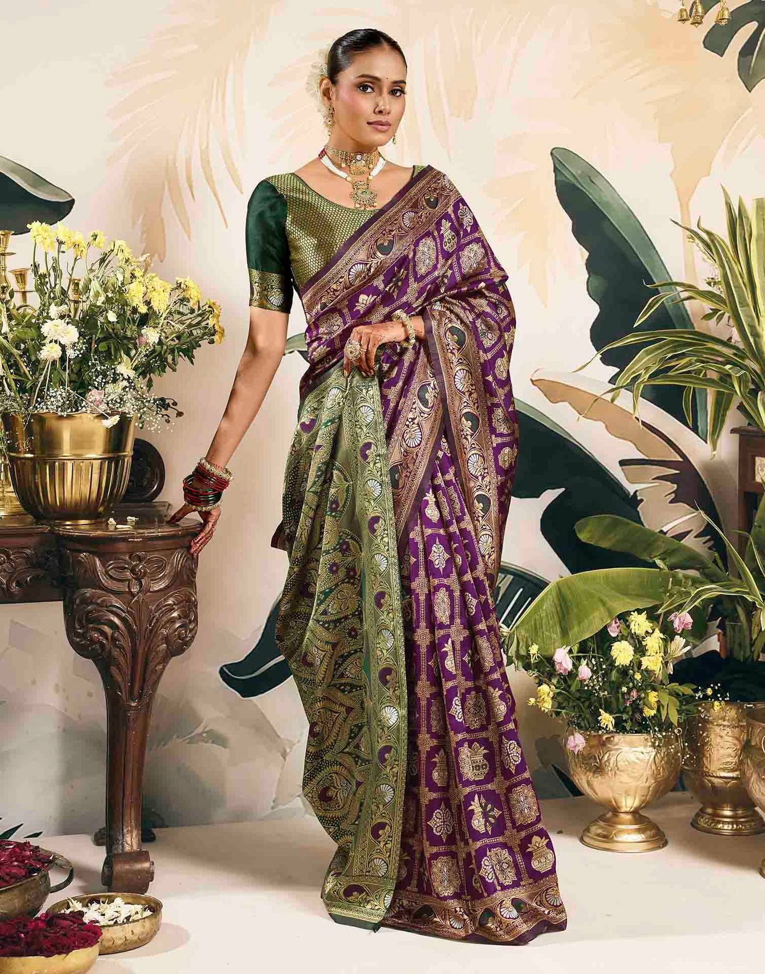 Purple Silk Woven Patola Saree