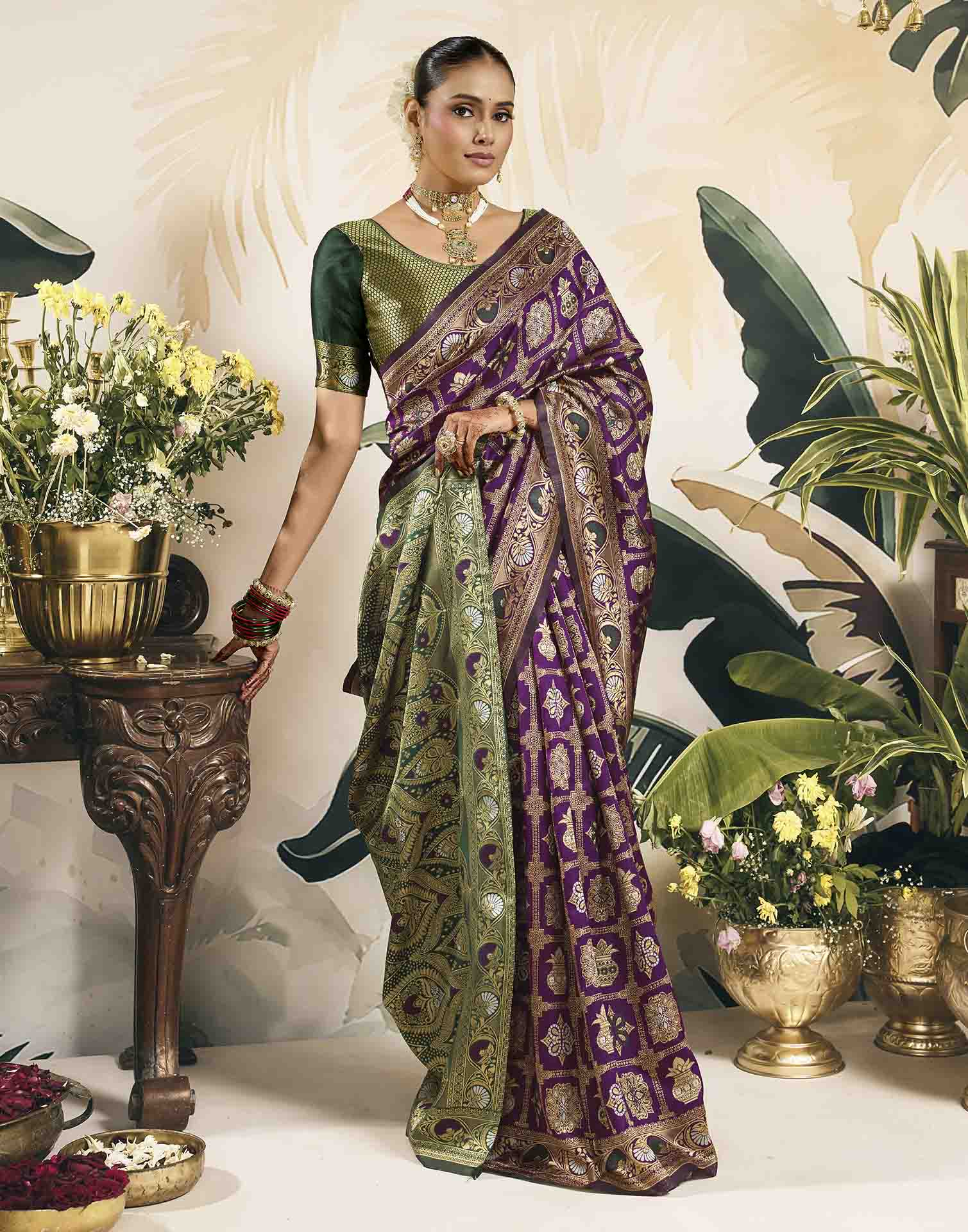 Purple Silk Woven Patola Saree