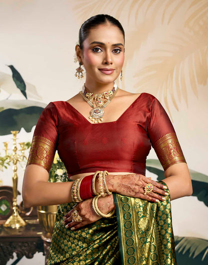 Green Silk Woven Banarasi Saree