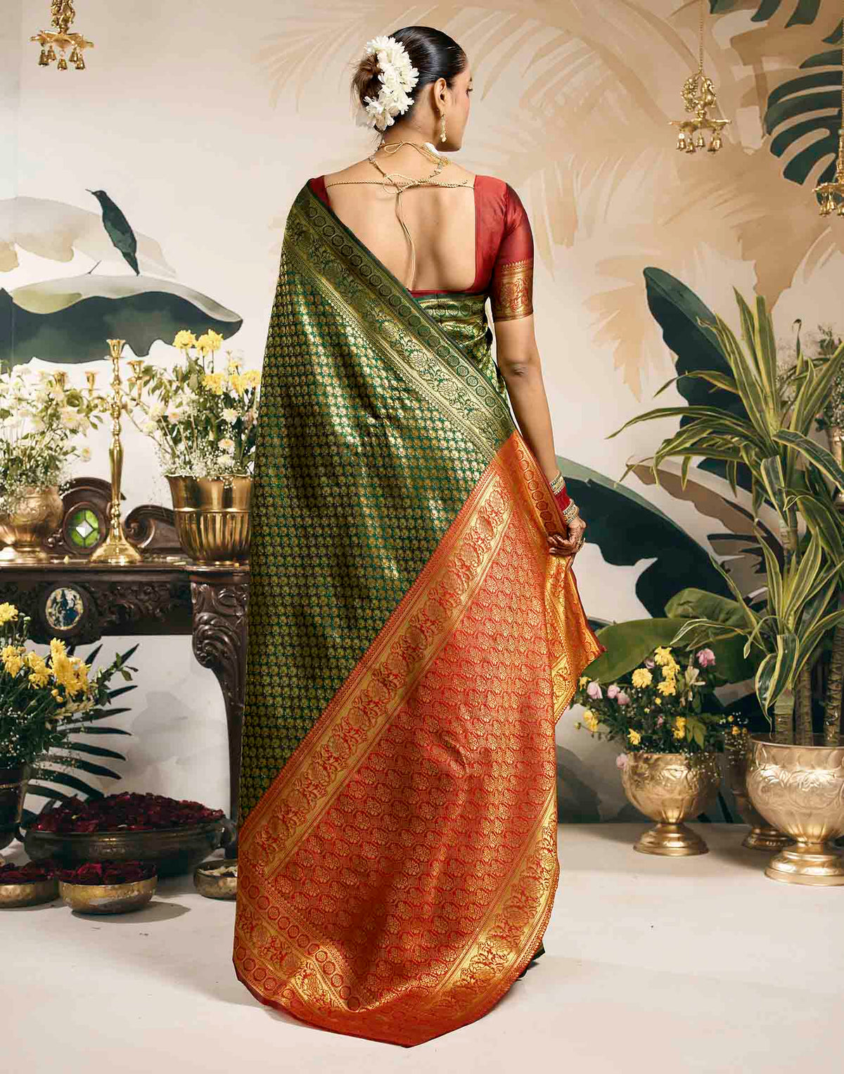 Green Silk Woven Banarasi Saree