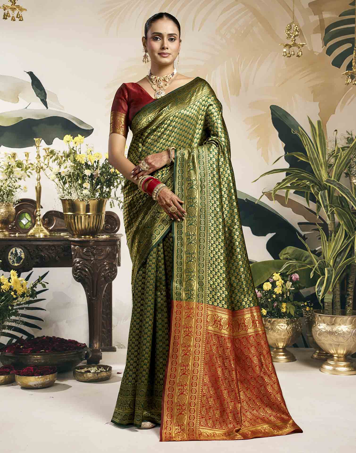 Green Silk Woven Banarasi Saree