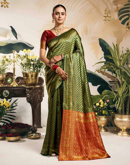 Green Silk Woven Banarasi Saree