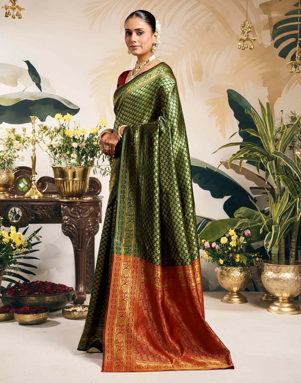 Green Silk Woven Banarasi Saree