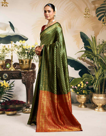 Green Silk Woven Banarasi Saree