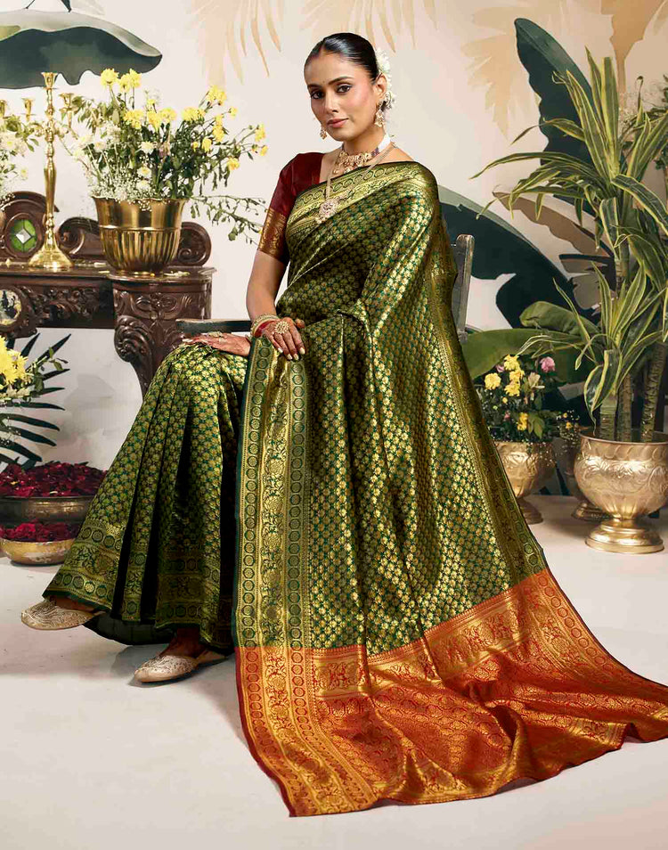 Green Silk Woven Banarasi Saree