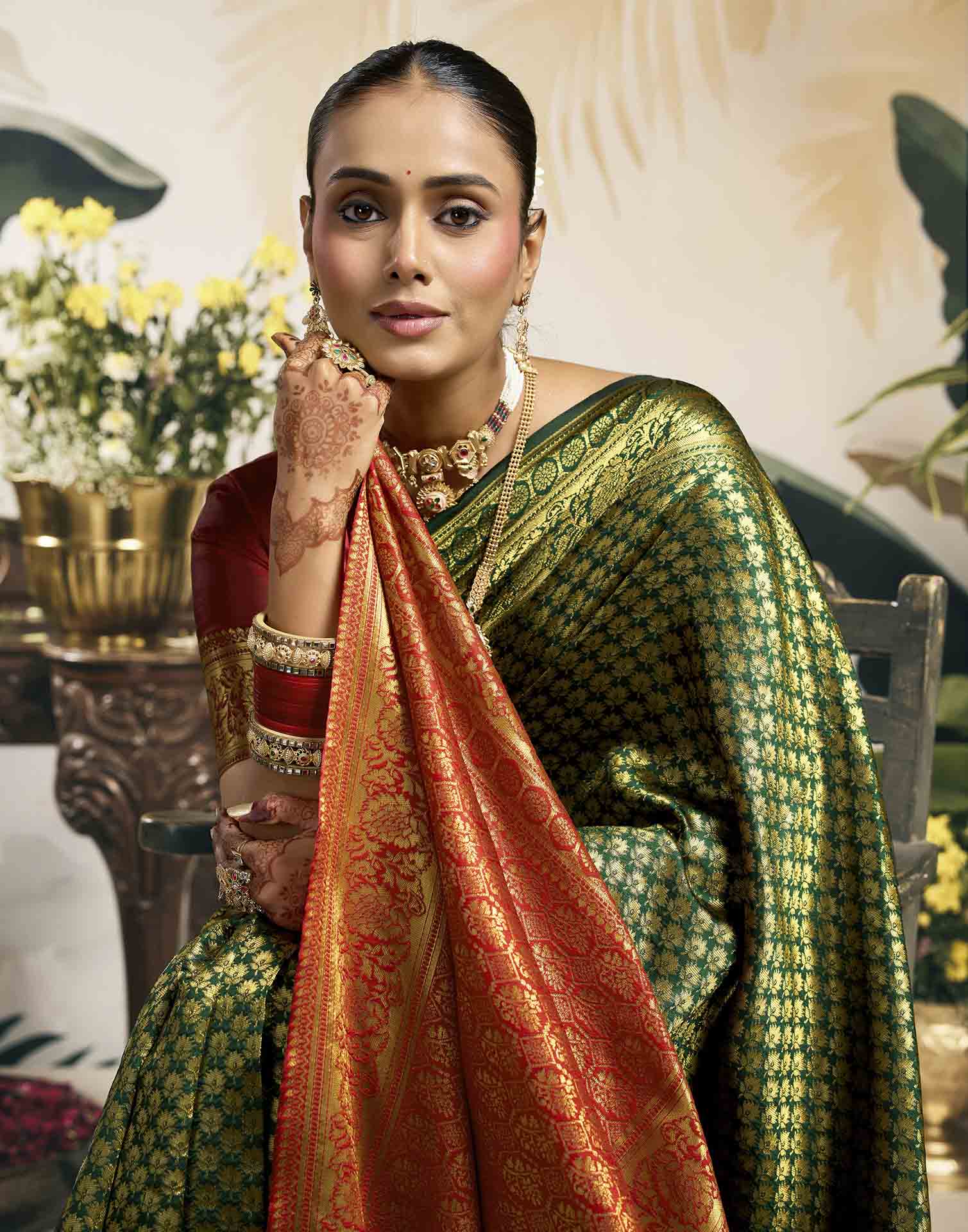 Green Silk Woven Banarasi Saree