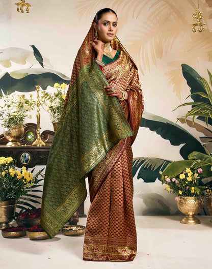 Maroon Silk Woven Banarasi Saree