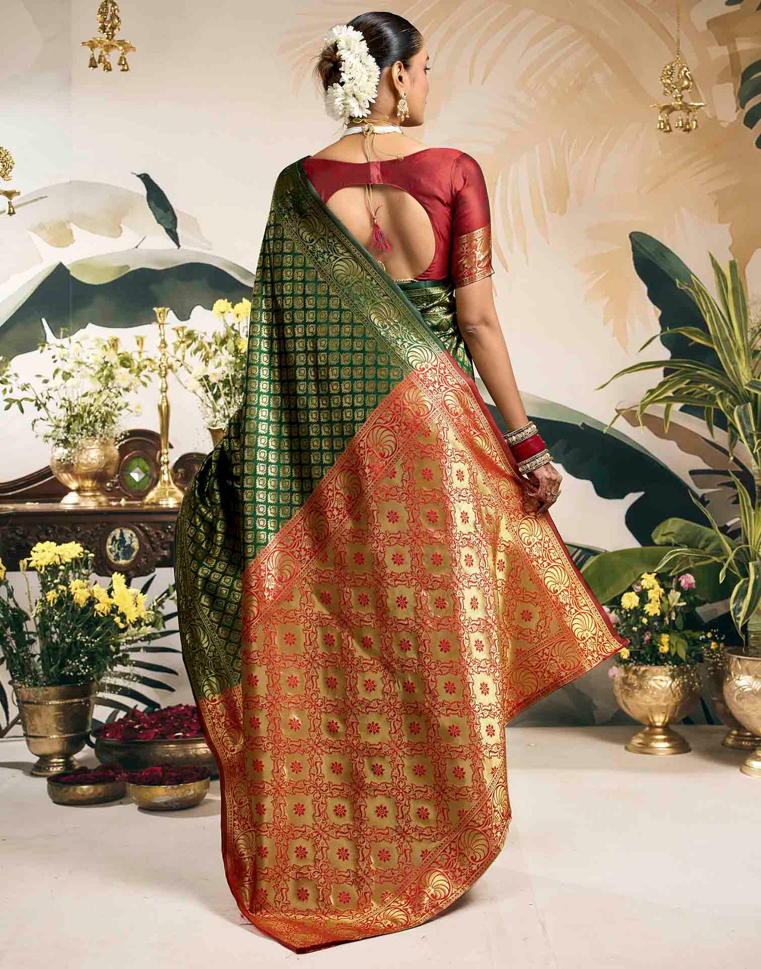 Green Silk Woven Banarasi Saree