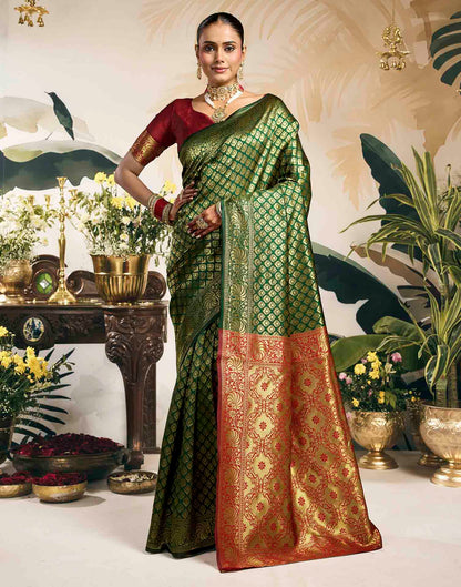 Green Silk Woven Banarasi Saree