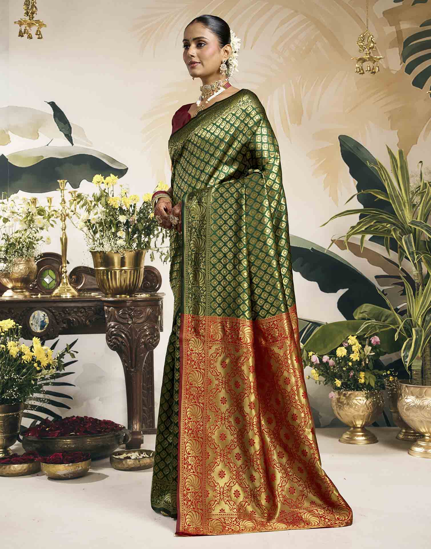 Green Silk Woven Banarasi Saree