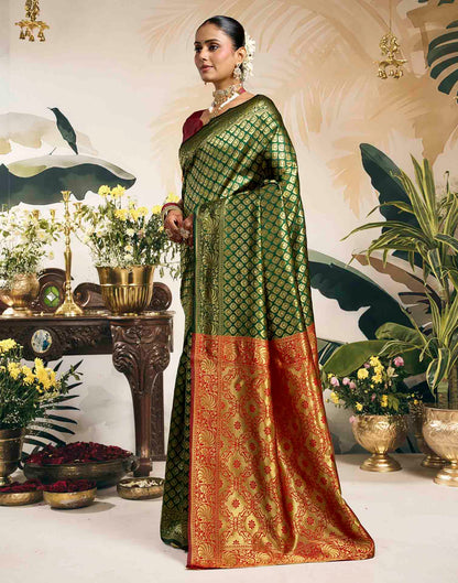 Green Silk Woven Banarasi Saree