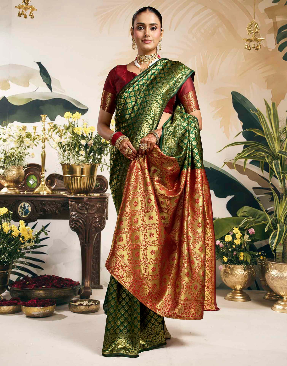 Green Silk Woven Banarasi Saree