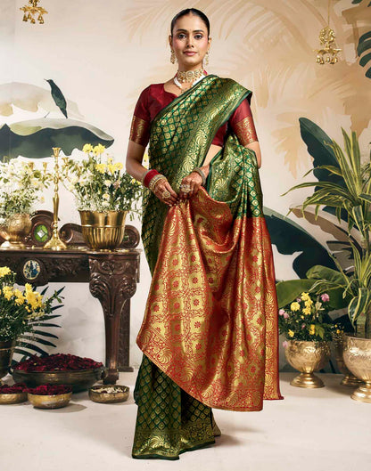 Green Silk Woven Banarasi Saree