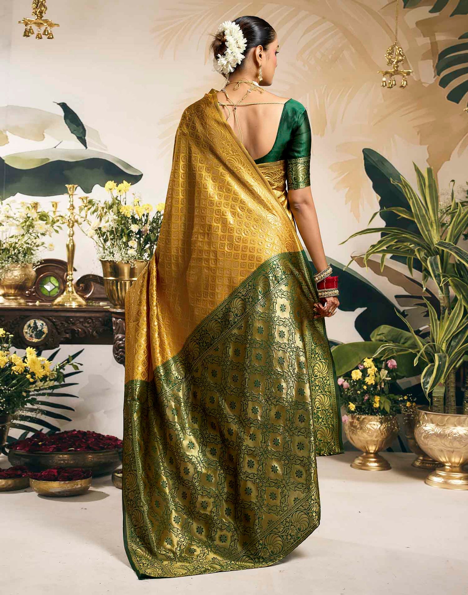 Yellow Silk Woven Banarasi Saree