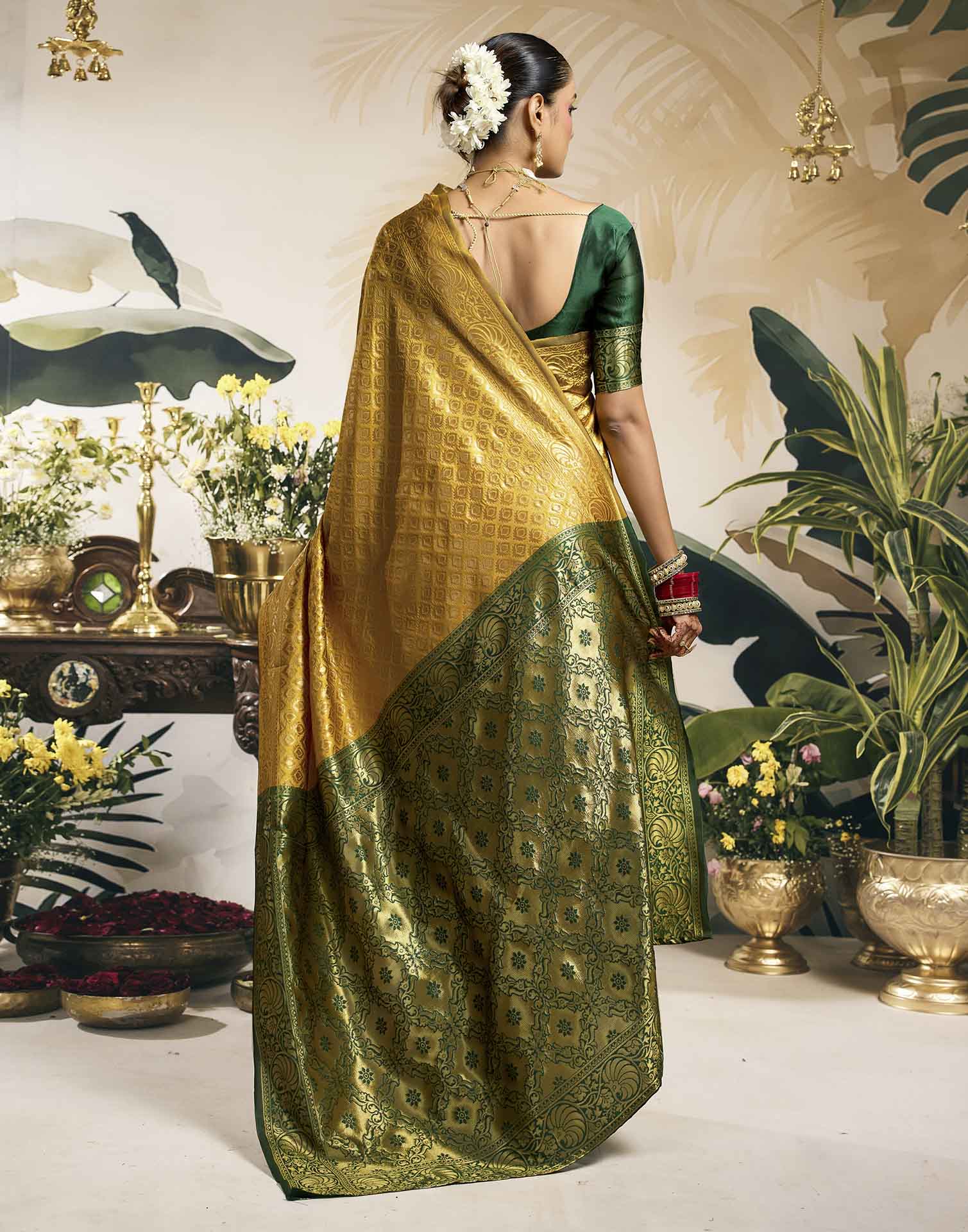 Yellow Silk Woven Banarasi Saree