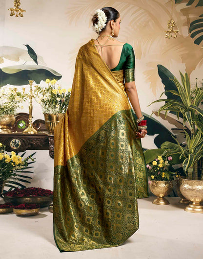 Yellow Silk Woven Banarasi Saree
