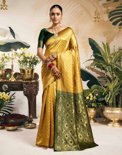 Yellow Silk Woven Banarasi Saree