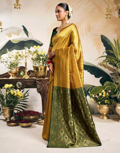 Yellow Silk Woven Banarasi Saree