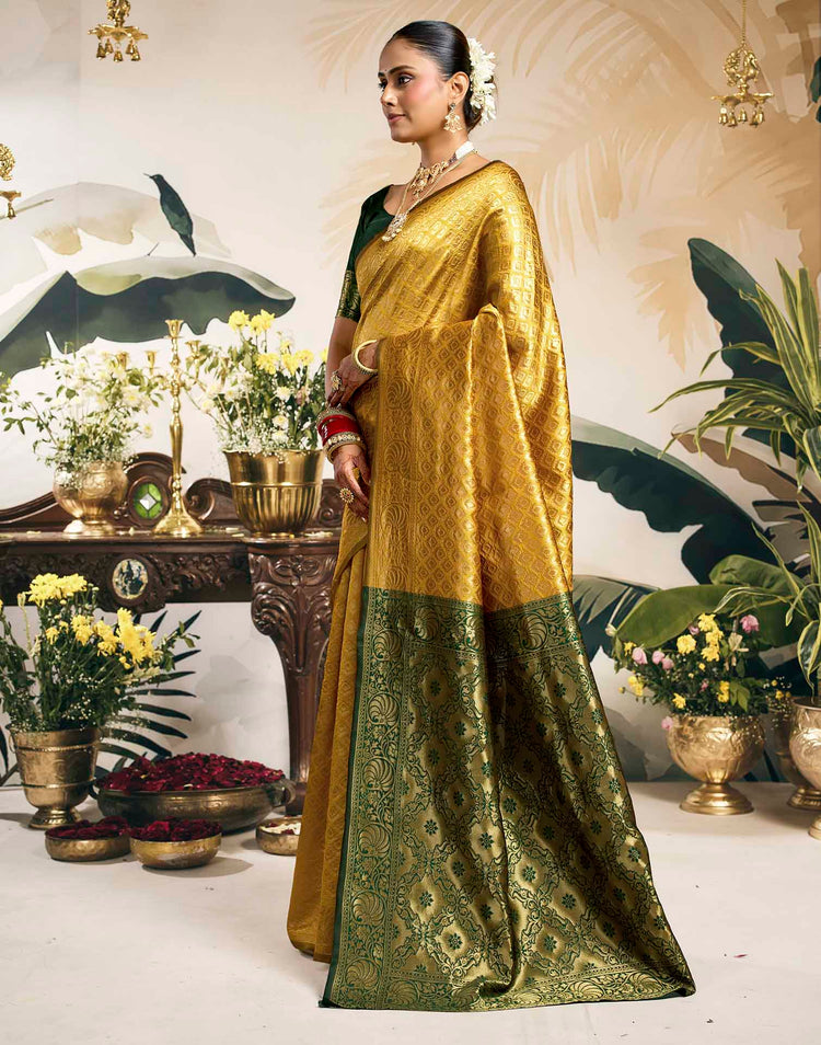 Yellow Silk Woven Banarasi Saree