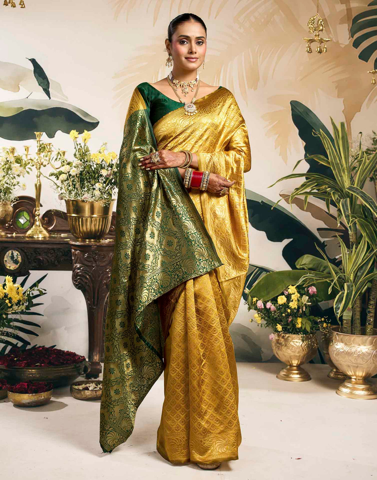 Yellow Silk Woven Banarasi Saree