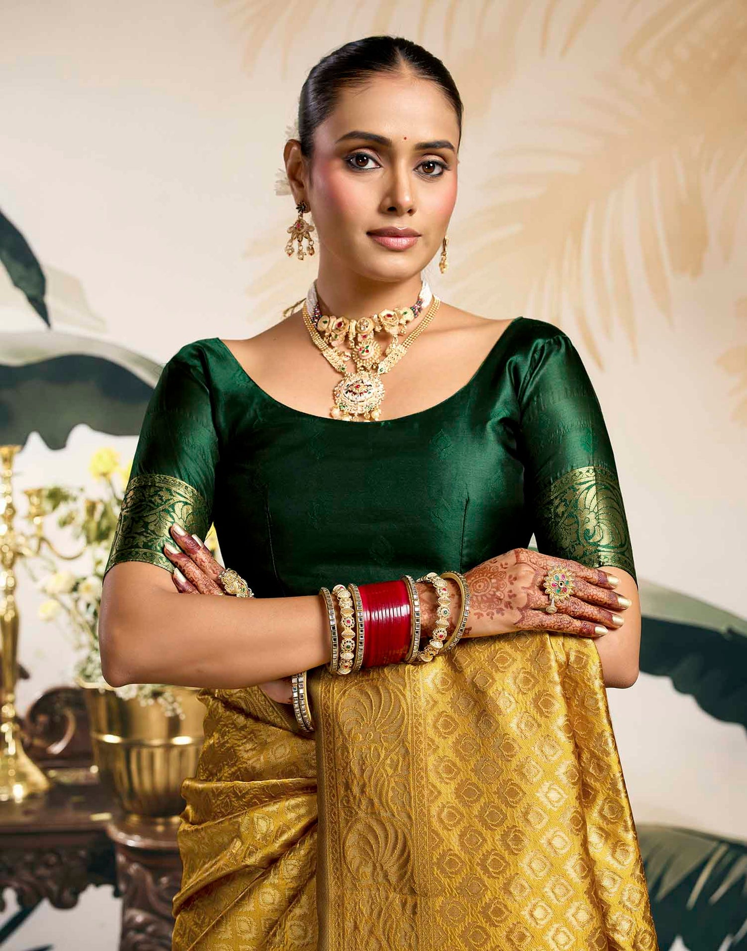 Yellow Silk Woven Banarasi Saree