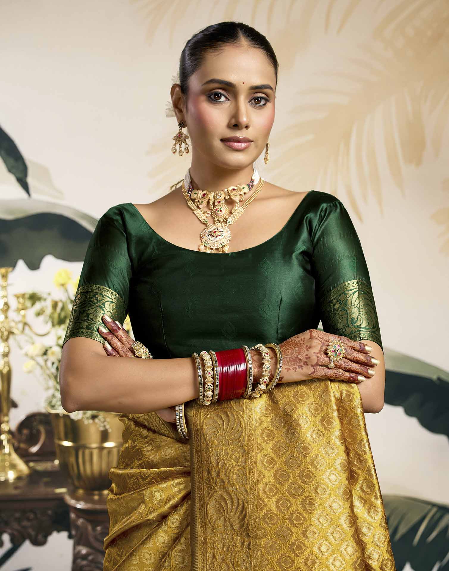 Yellow Silk Woven Banarasi Saree