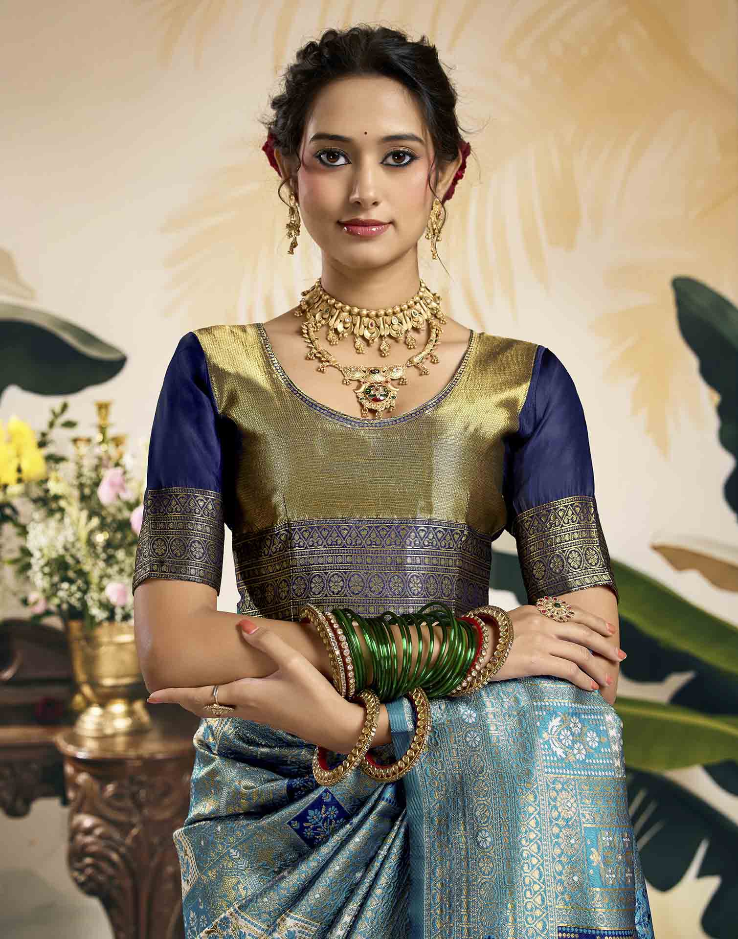 Sky Blue Silk Woven Banarasi Saree