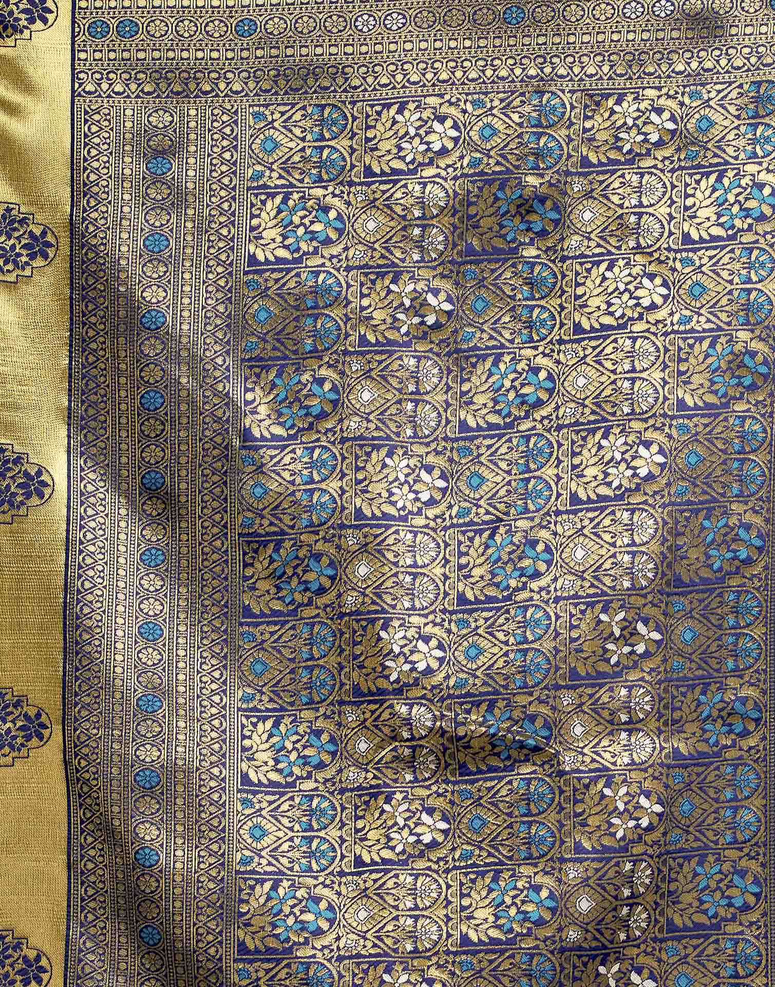 Sky Blue Silk Woven Banarasi Saree
