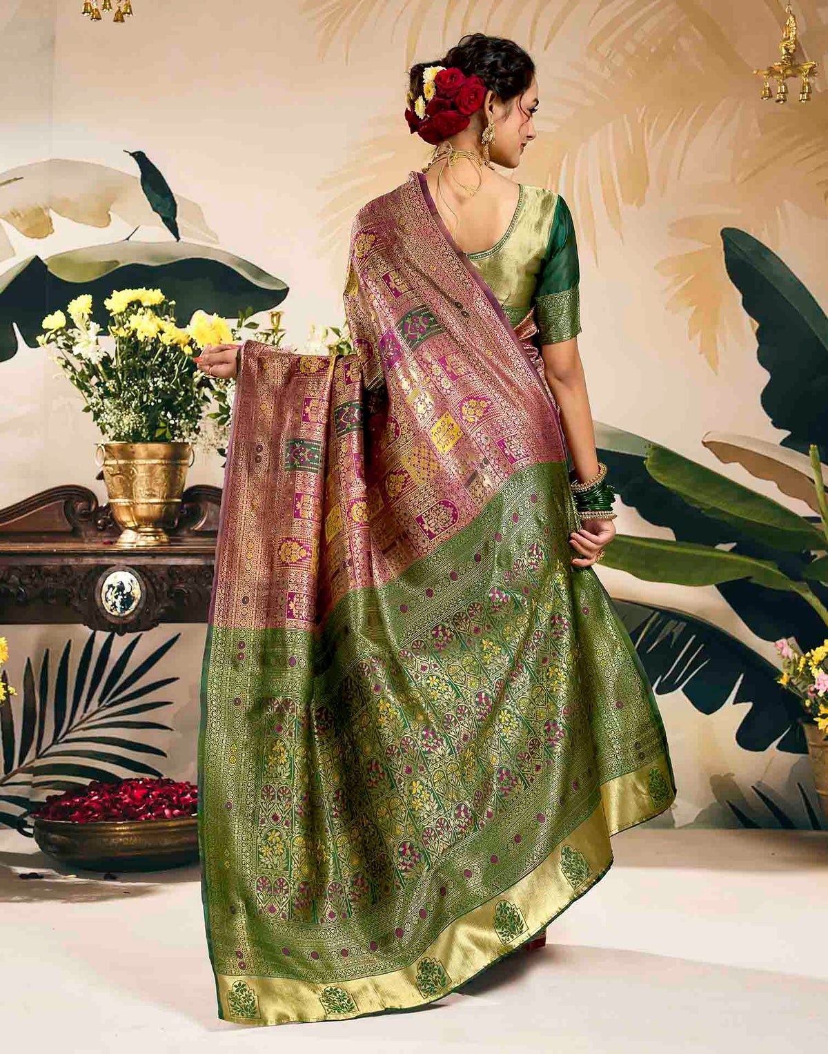 Rani Pink Silk Woven Banarasi Saree