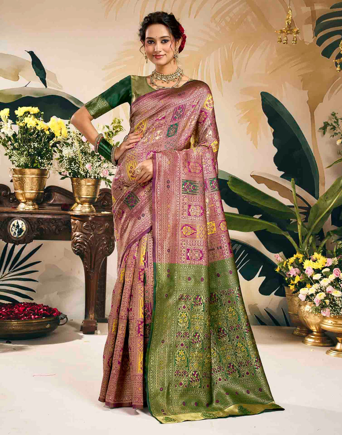 Rani Pink Silk Woven Banarasi Saree