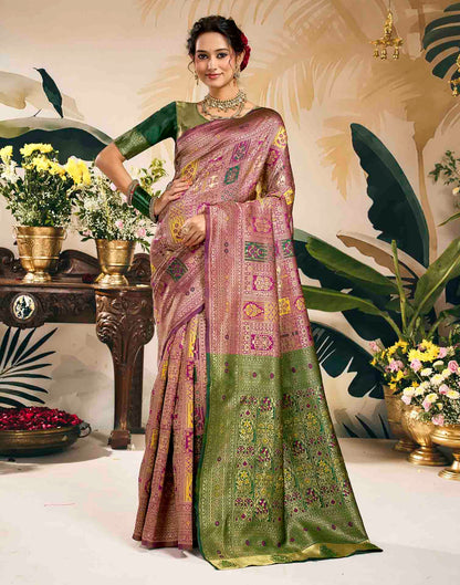 Rani Pink Silk Woven Banarasi Saree