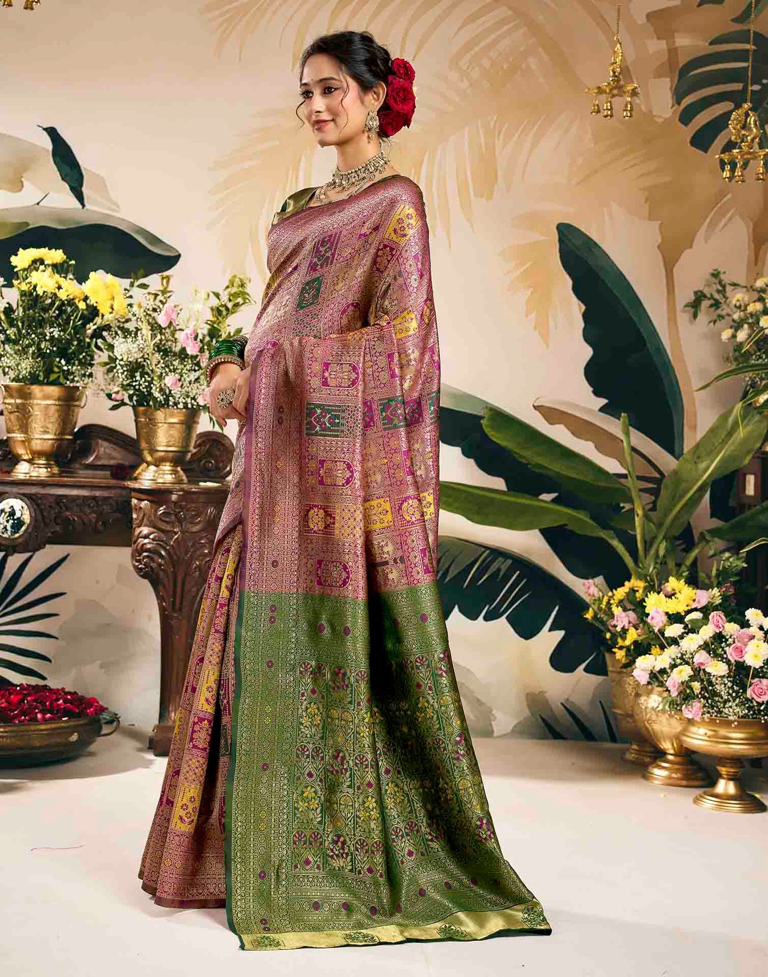 Rani Pink Silk Woven Banarasi Saree