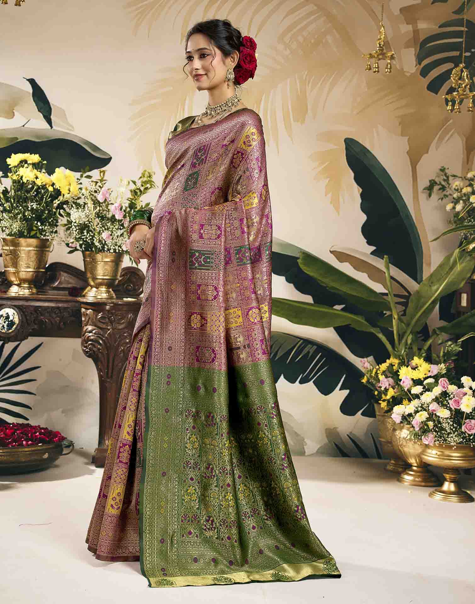 Rani Pink Silk Woven Banarasi Saree