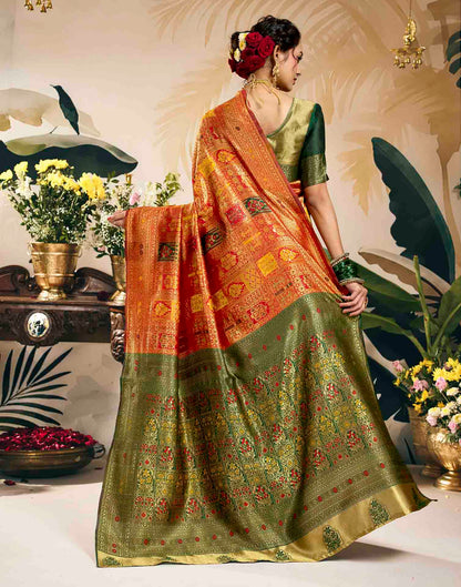 Bright Red Silk Woven Banarasi Saree