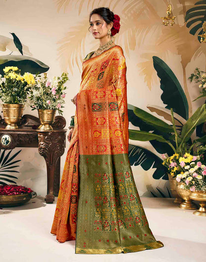 Bright Red Silk Woven Banarasi Saree