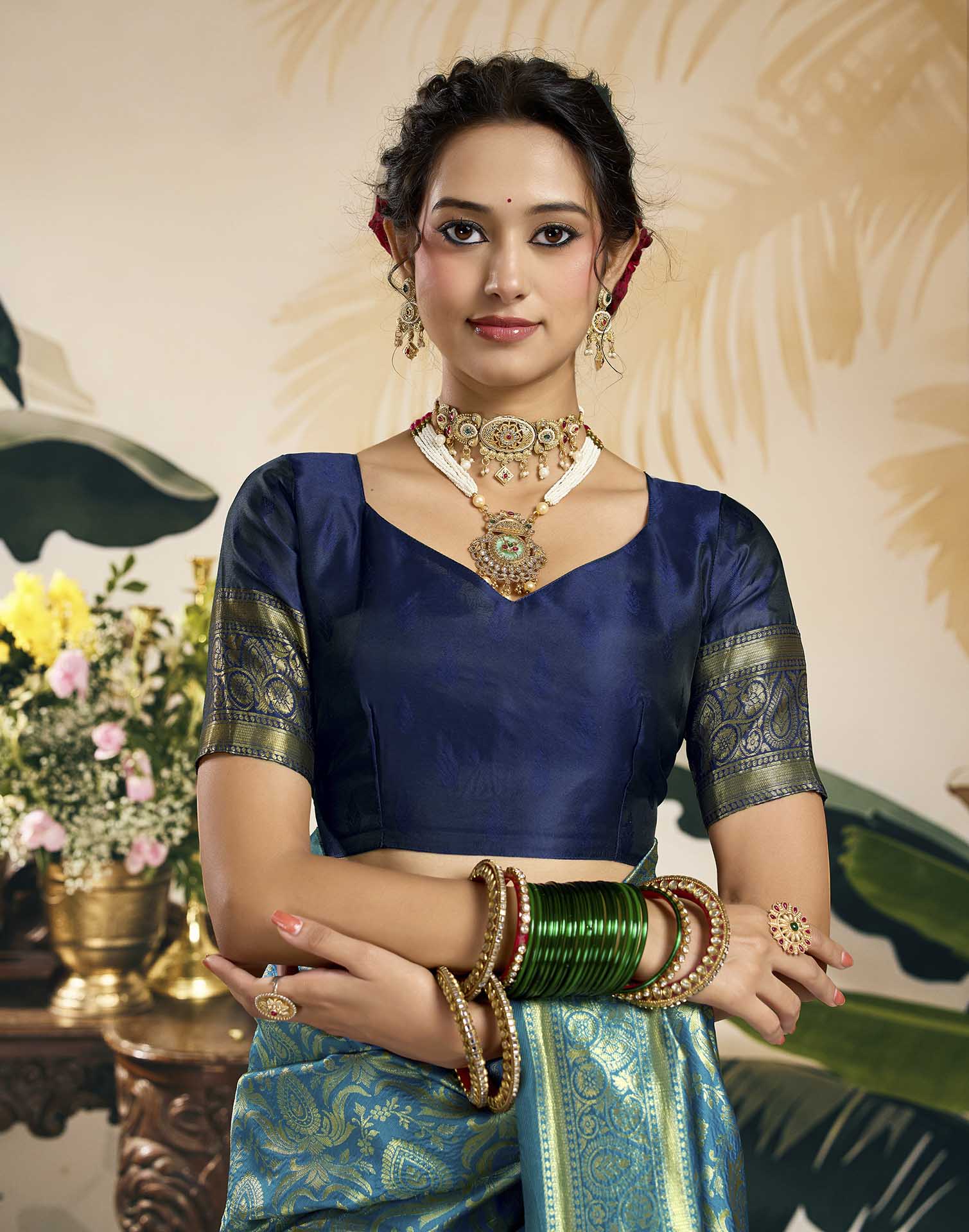 Sky Blue Silk Woven Banarasi Saree