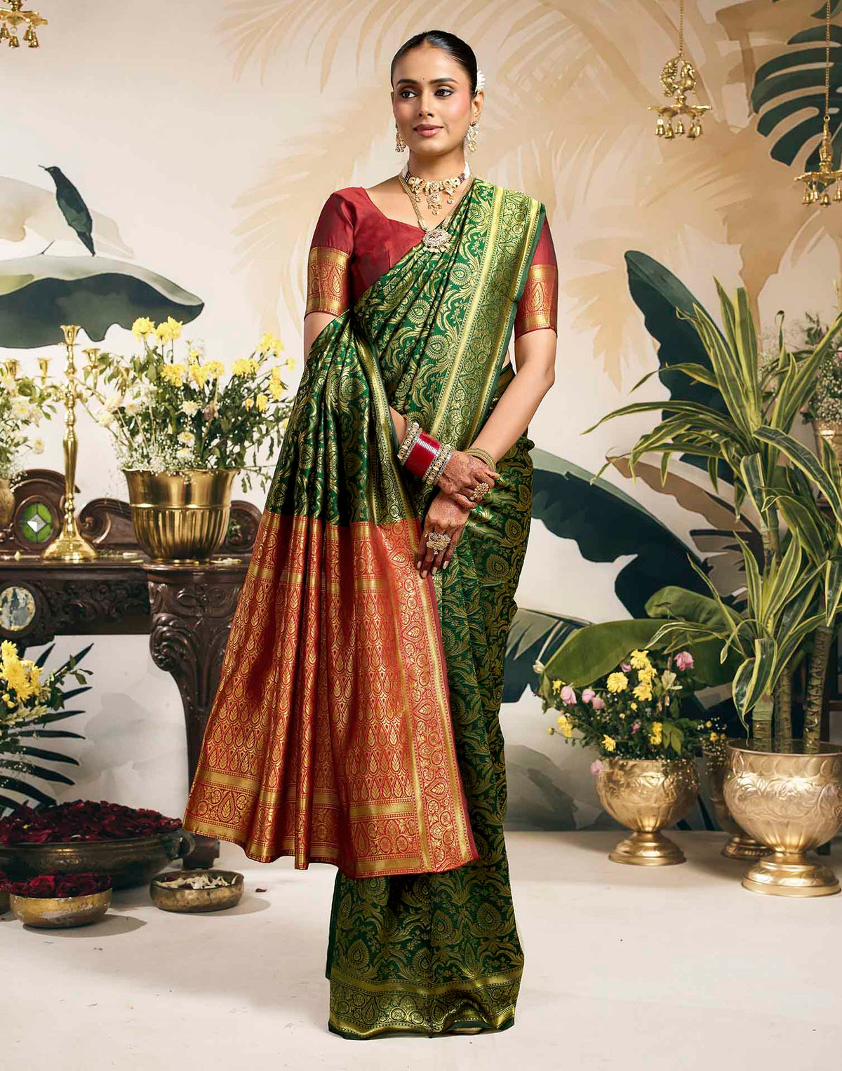 Green Silk Woven Banarasi Saree