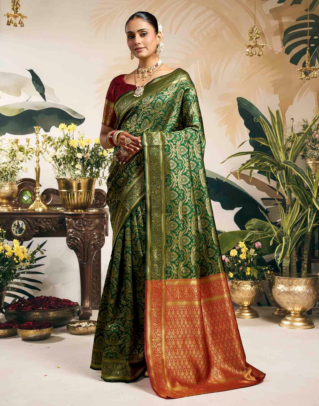 Green Silk Woven Banarasi Saree