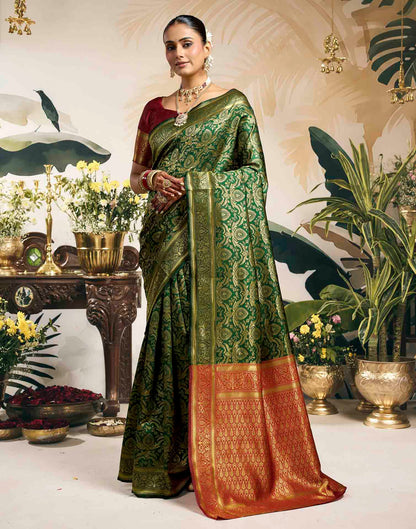 Green Silk Woven Banarasi Saree