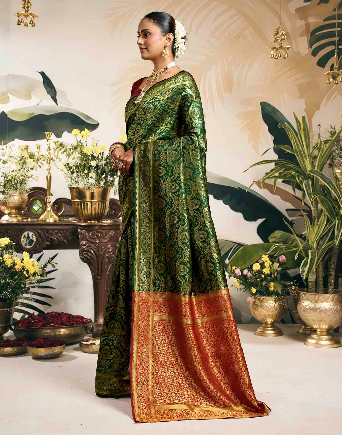 Green Silk Woven Banarasi Saree