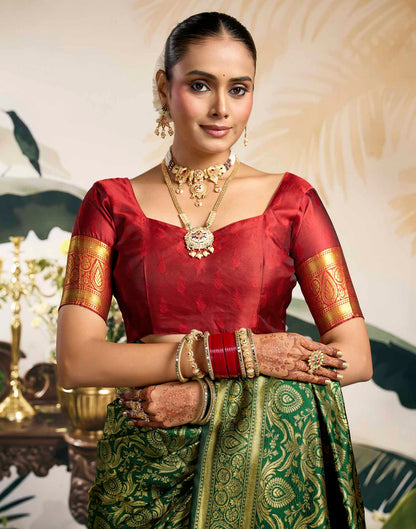 Green Silk Woven Banarasi Saree