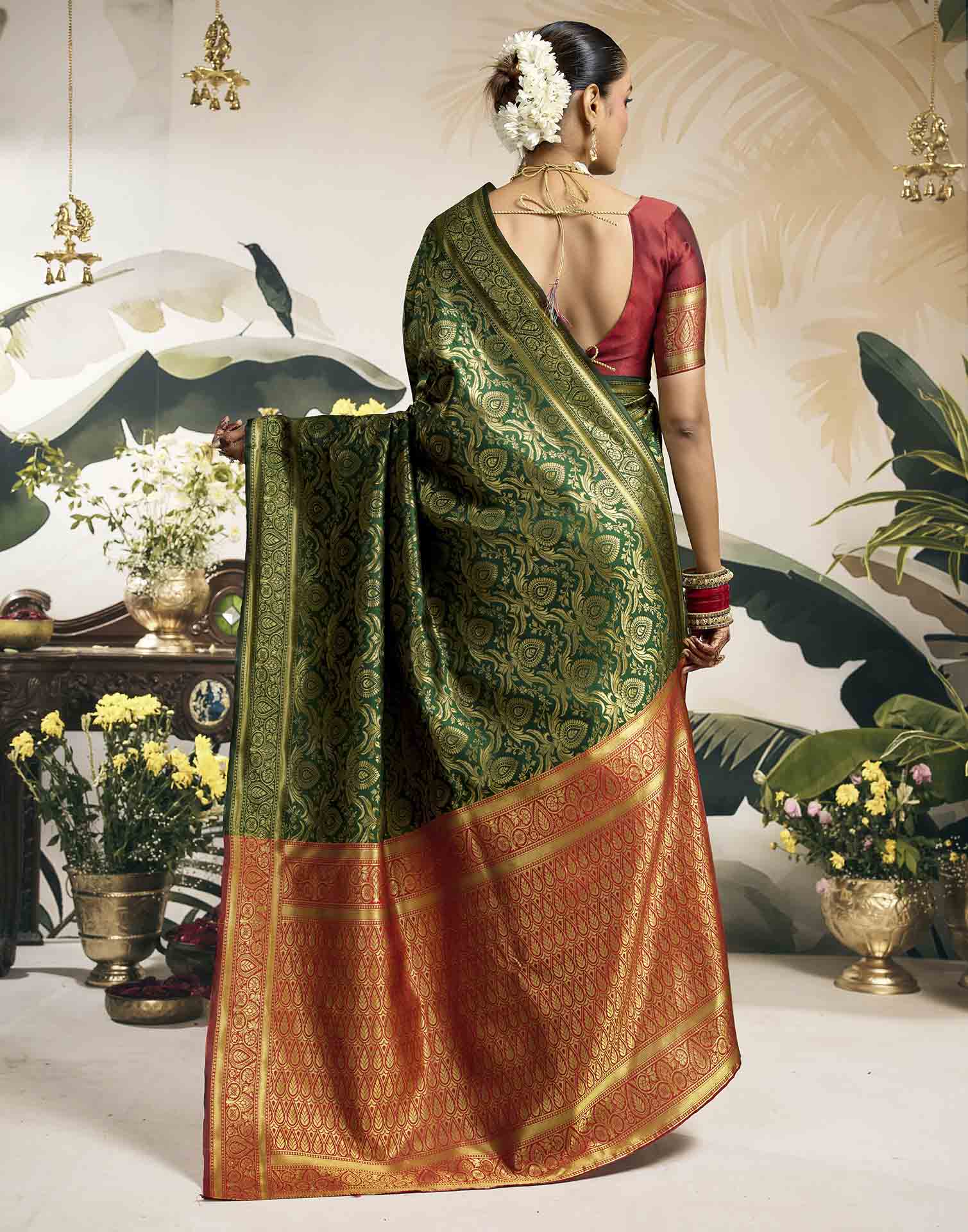 Green Silk Woven Banarasi Saree