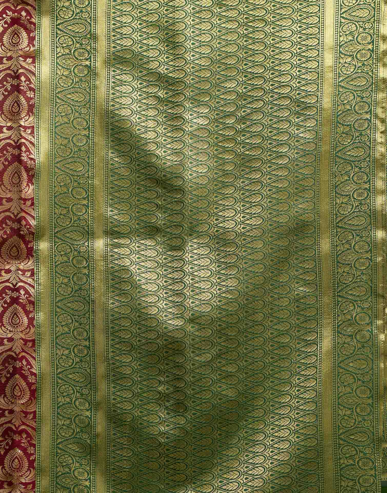 Maroon Silk Woven Banarasi Saree