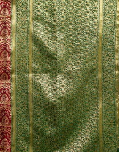 Maroon Silk Woven Banarasi Saree