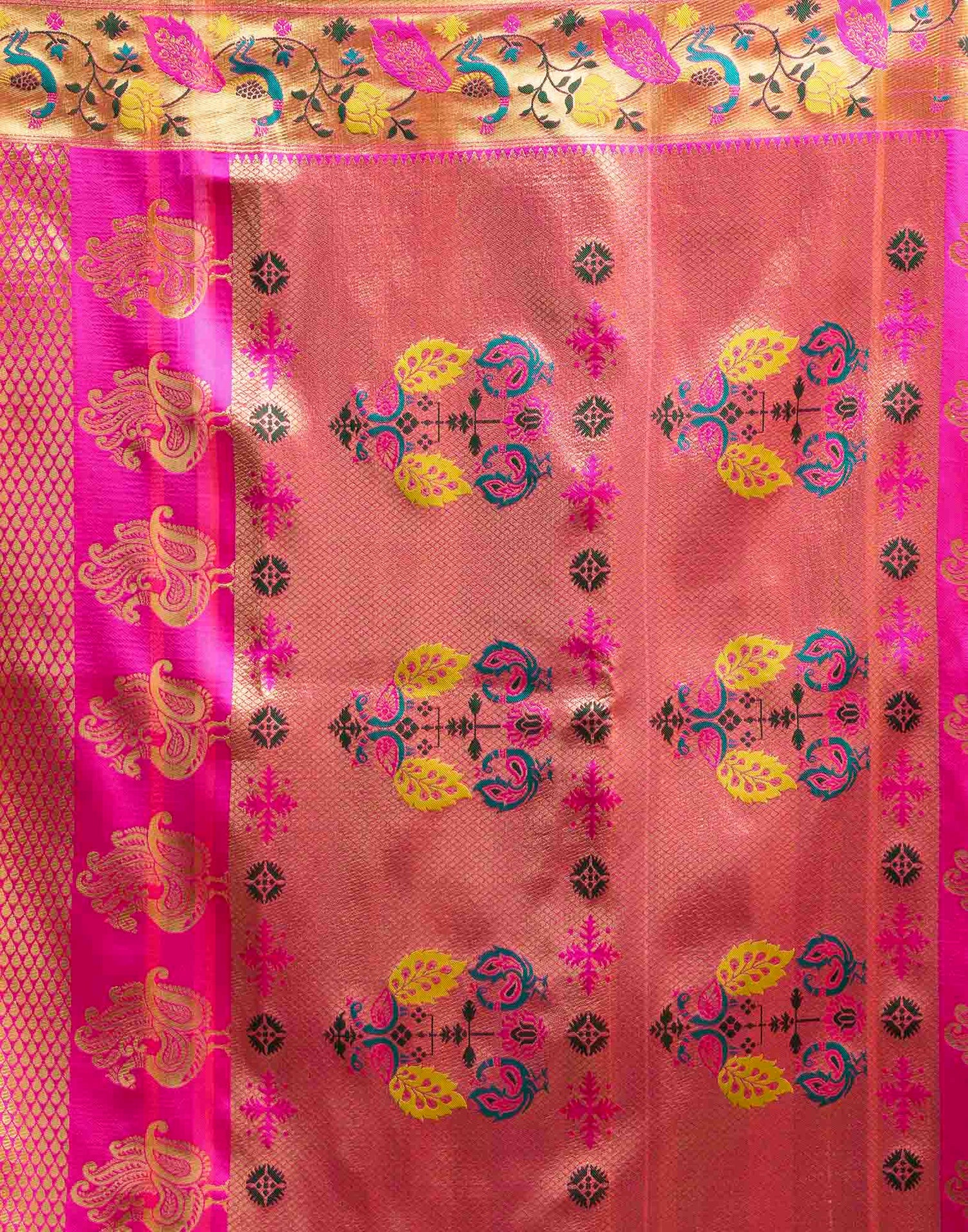 Pink Silk Woven Banarasi Saree