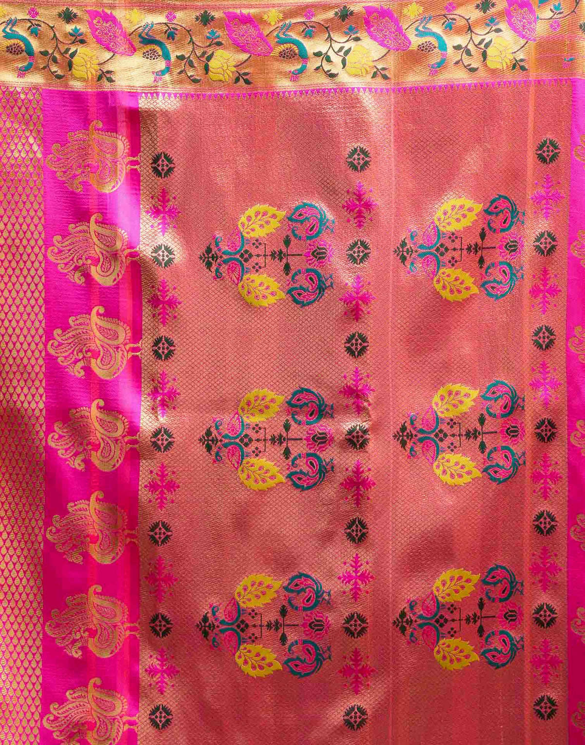 Pink Silk Woven Banarasi Saree