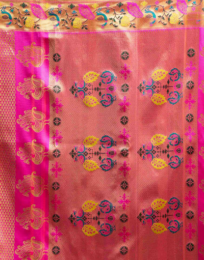 Pink Silk Woven Banarasi Saree