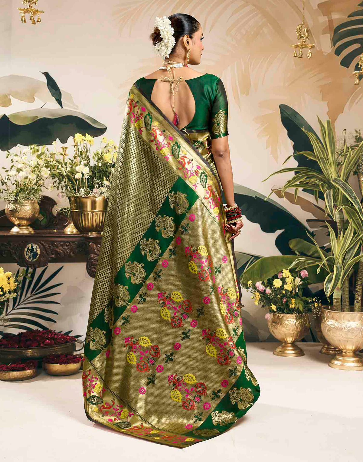 Green Silk Woven Banarasi Saree